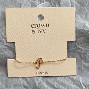 *Crown & Ivy Gold Initial Bracelet